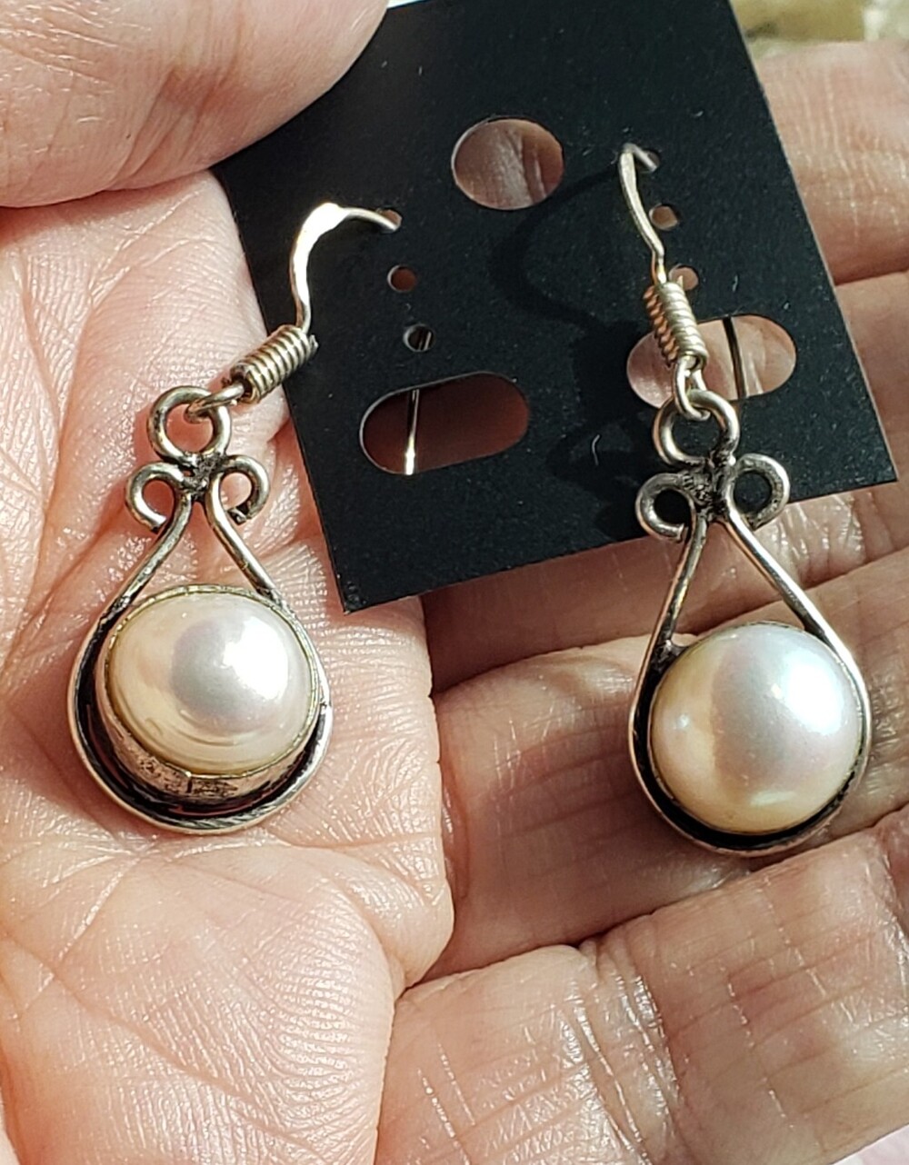NEW White Pearls (Big, Natural) & Silv. 925 Stamp On French Wires Pure Elegance!